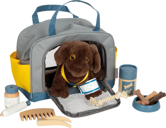 small foot small foot Hund med väska och grooming-kit | rollspel | träleksak