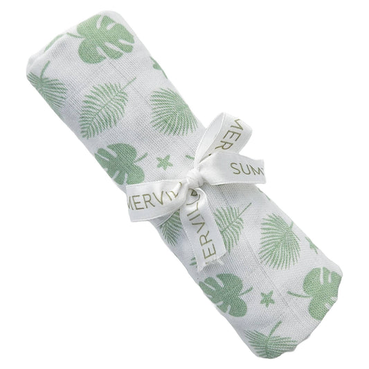 Summerville organic Babyfilt i muslin tropisk grön GOTS