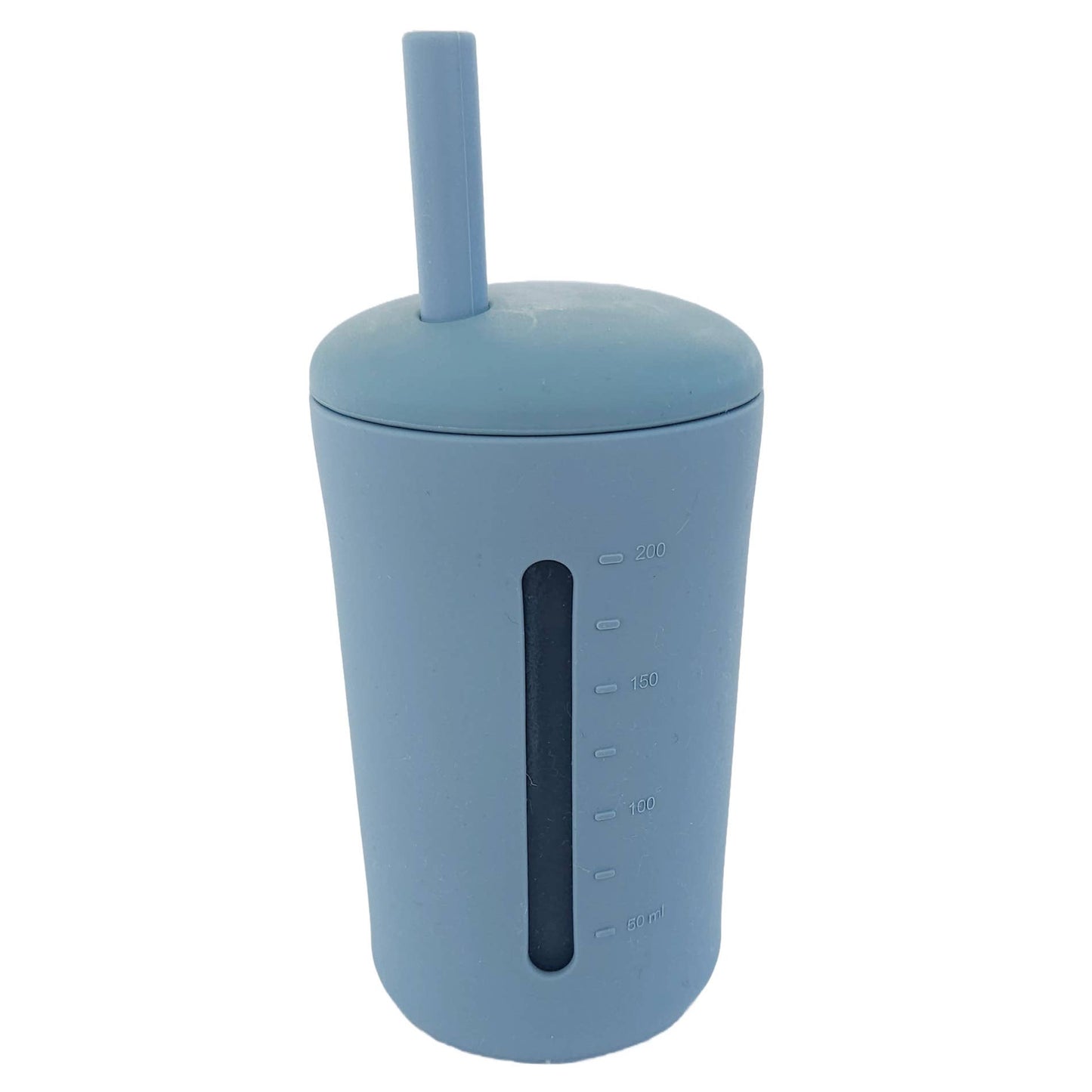 Summerville organic Mugg med sugrör silikon 200 ml stengrå blå