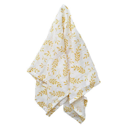 Summerville organic Ekologisk muslin swaddle filt blommig solgul