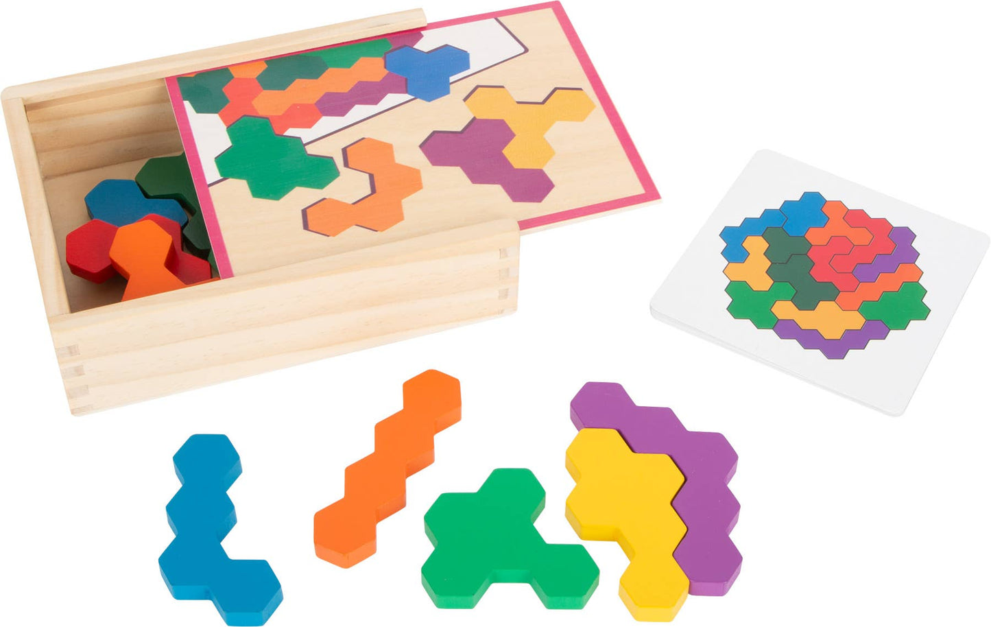 small foot Pedagogiskt spel träpussel hexagon | pedagogisk leksak | trä