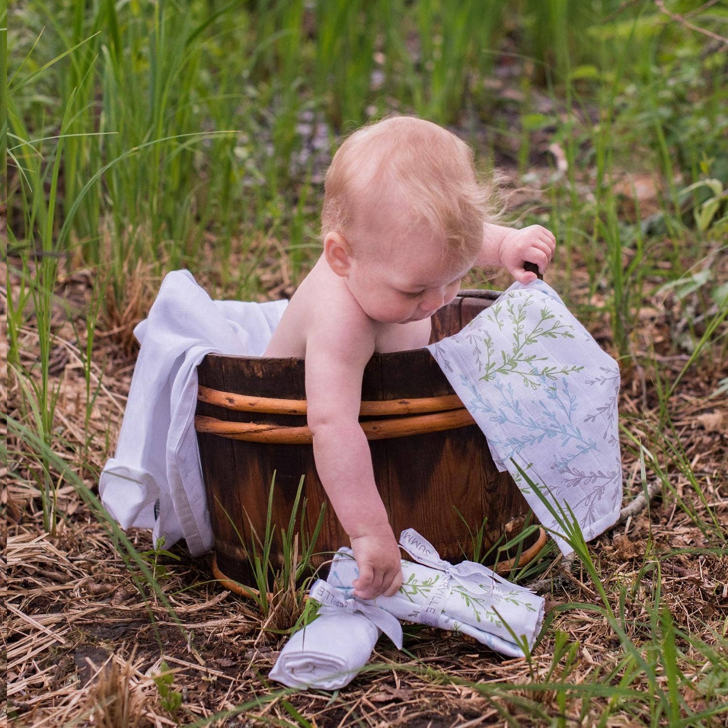 Ekologisk muslin swaddle filt Spring time