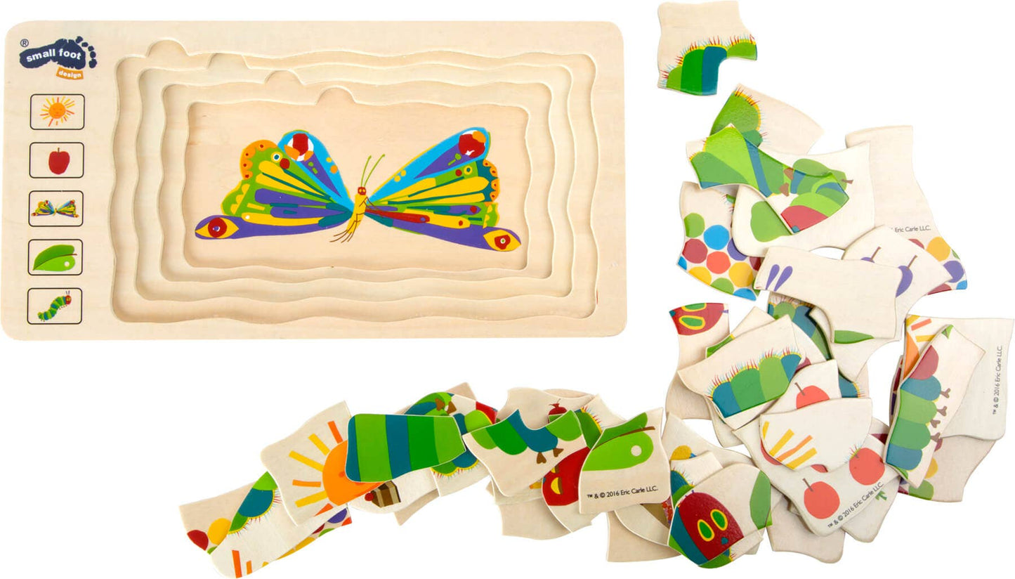 small foot Det mycket hungriga Caterpillar Layer Puzzle | Pussel | Trä