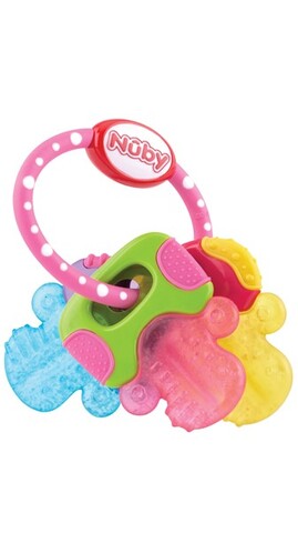 Nuby Teether IcyBite Keys - 3m+Pink/Blue/Yellow