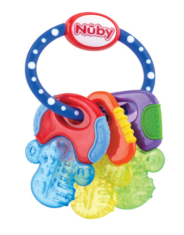 Nuby Teether IcyBite Keys - 3m+Blue/Yellow/Green
