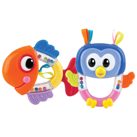 Nuby Teether Rattle Pals: fish or owl - 3m+