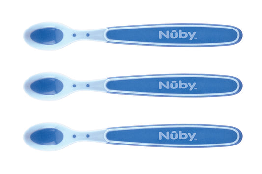Nuby 3 p Soft Edge Hot Safe Spoon Blue +3m
