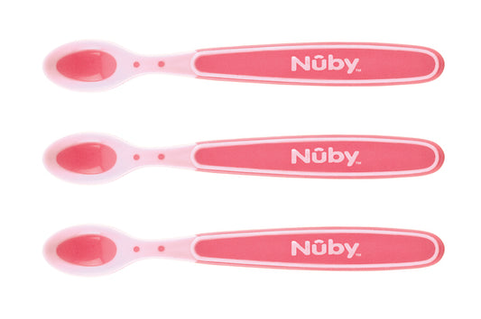 Nuby 3 p Soft Edge Hot Safe Spoon Pink +3m