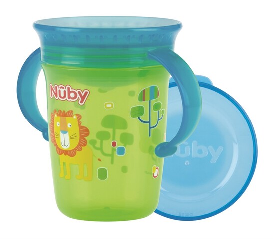 Nuby Twin handle 360° Wonder Cup with print 240ml 6m+Green Lion