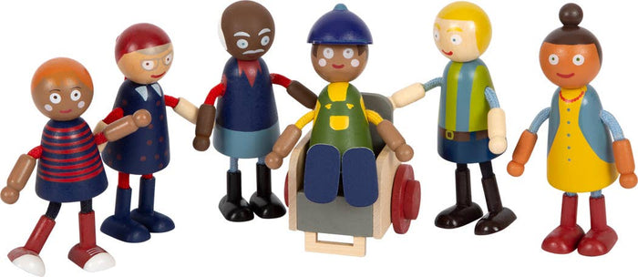 small foot Böjdocka familj med rullstol