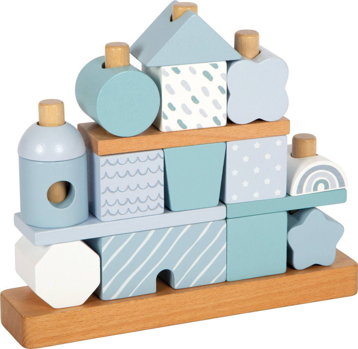 small foot Stapelhus i trä blå