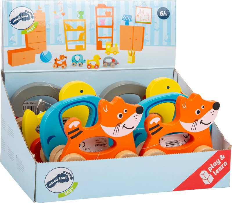 small foot Display Färgglada skjutdjur | displayer | trä