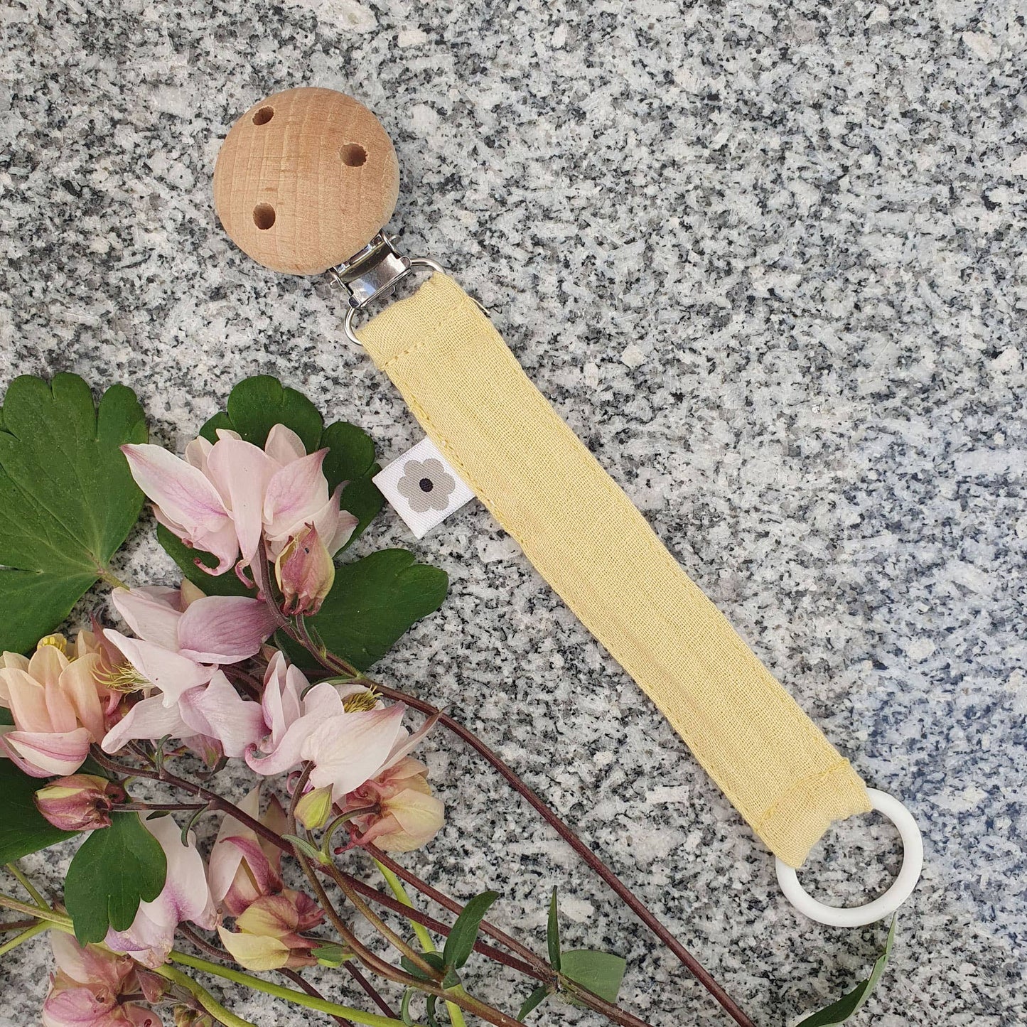Organisk Nappklämma Muslin Solgul