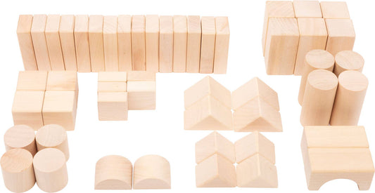 small foot Naturliga träbyggstenar, 50 pack, i en påse | byggstenar | trä