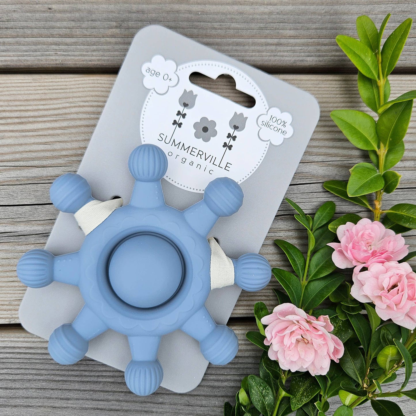 Summerville organic Babysilikonbitring Cirkus Dammig blå