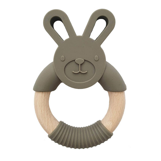 Summerville organic Silikonträ Baby Teether Kanin Mörkgrön