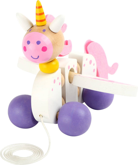 small foot Unicorn Luna Pull-On Toy | Dra och tryck leksak | Trä