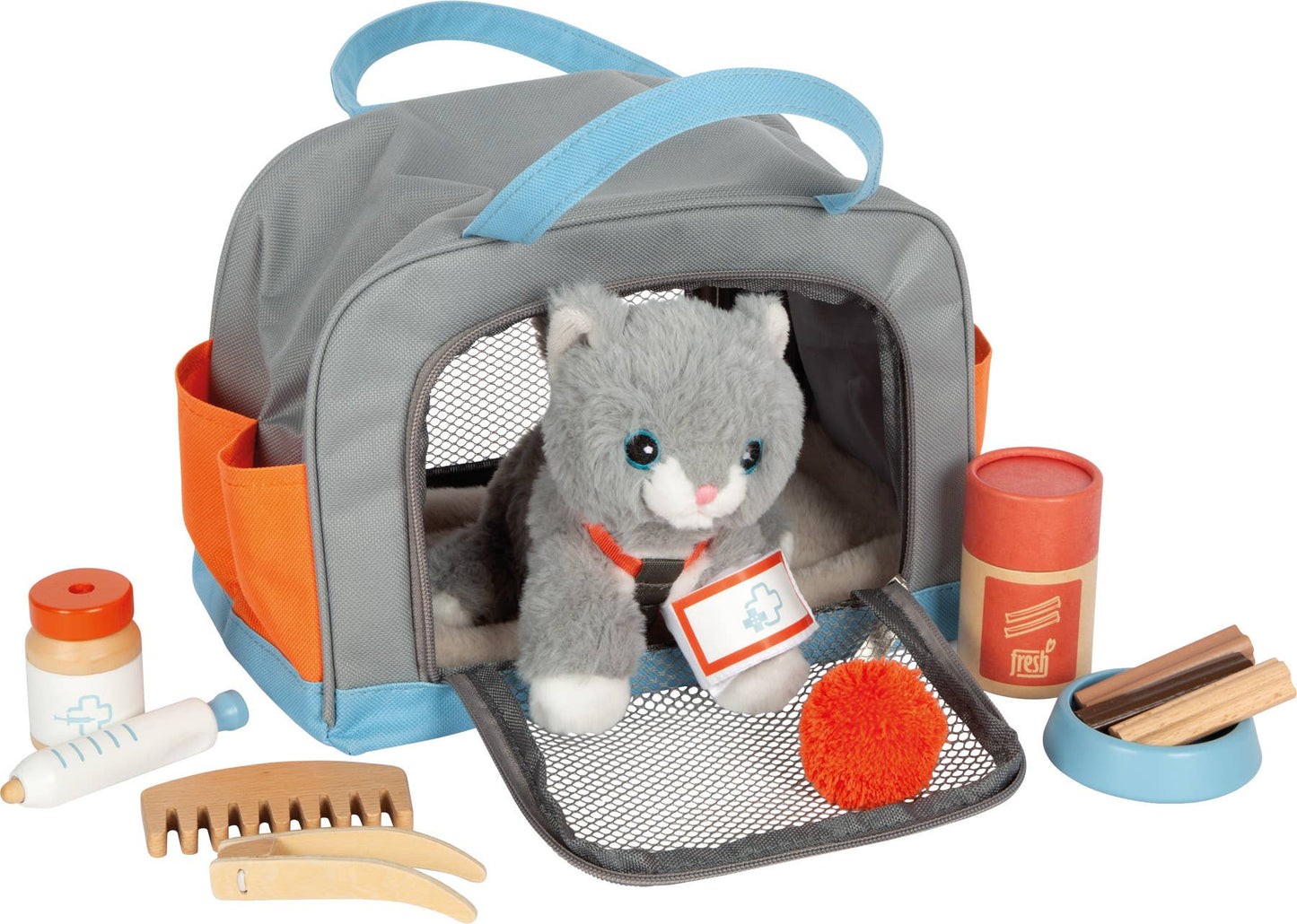 small foot small foot Katt med väska och grooming-kit | rollspel | träleksak