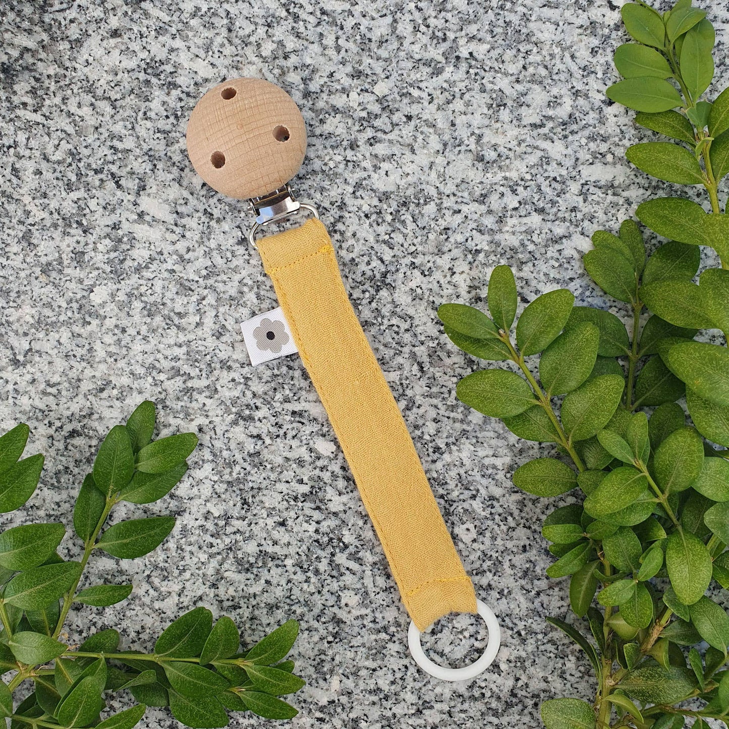 Ekologisk nappklämma Muslin Ochre