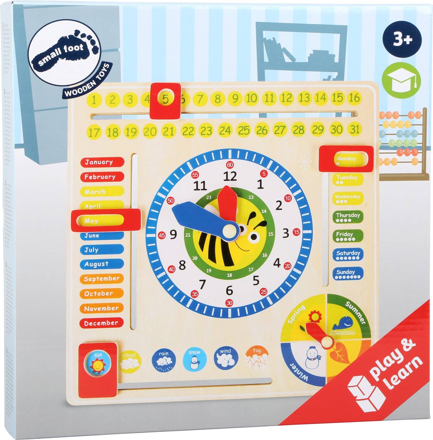 small foot Datum, Tid & Årstider Learning Board Sv | Trä