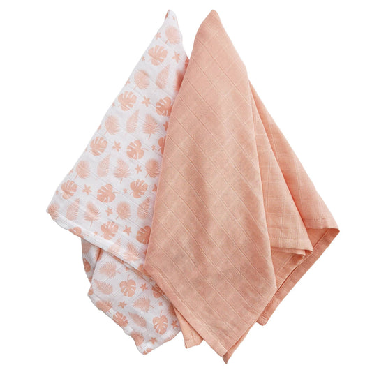 Baby muslinfiltar 2-pack Tropical Peach GOTS