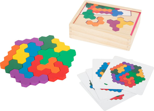 small foot Pedagogiskt spel träpussel hexagon | pedagogisk leksak | trä