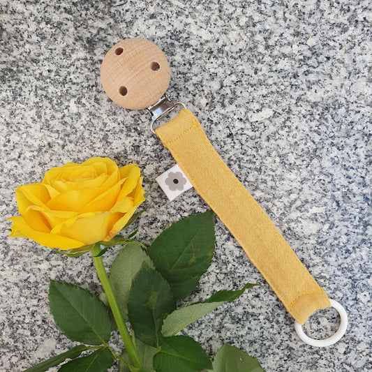 Ekologisk nappklämma Muslin Ochre