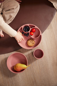 Filibabba Silikontallrik med Fack - Rosa