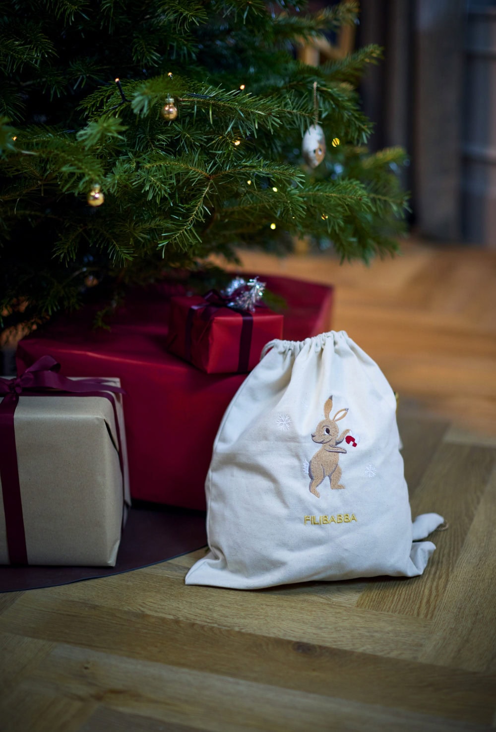 Filibabba Broderad Presentpåse Hare