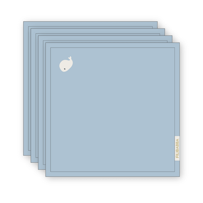 Filibabba Washcloth Embroidered Whale 4-pack