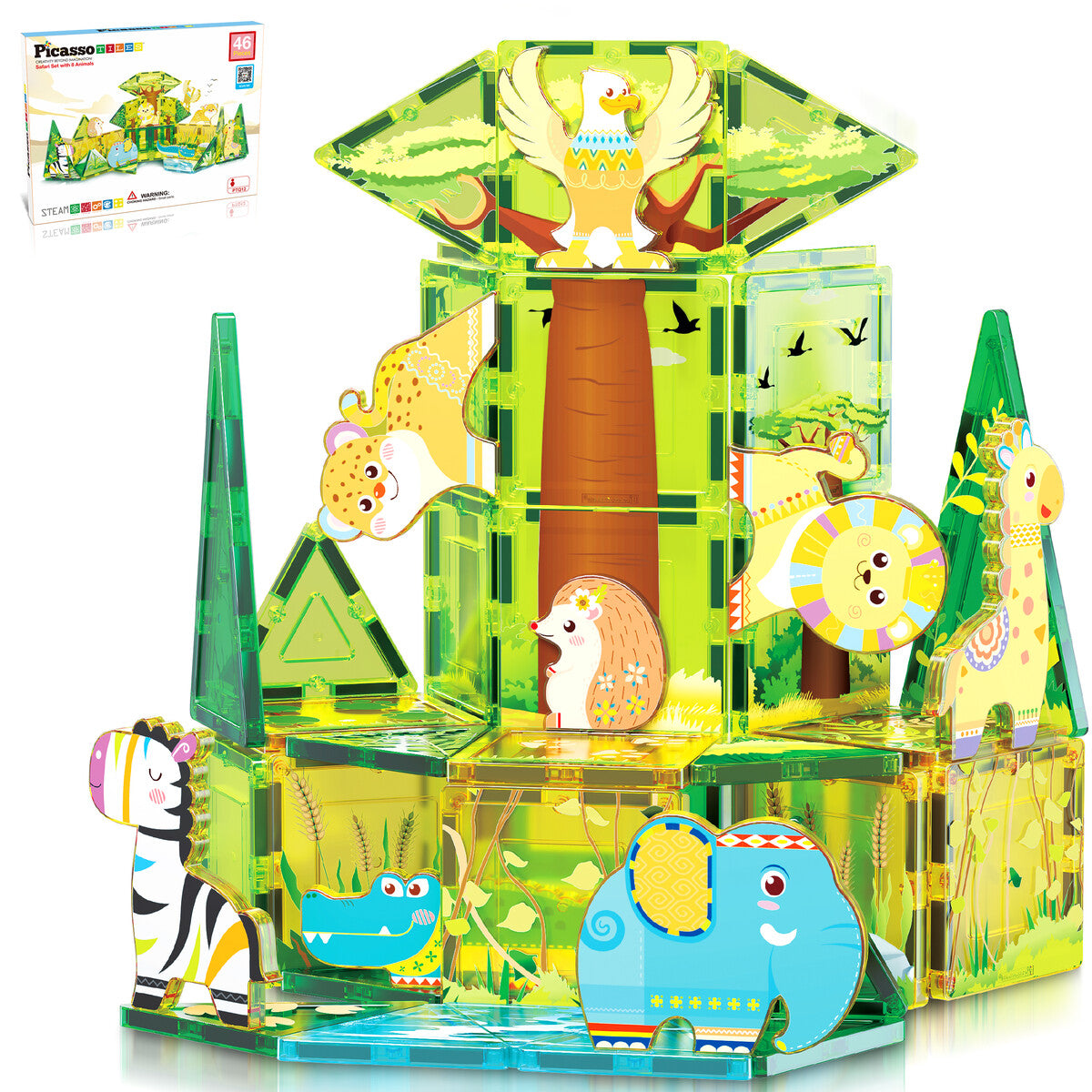 Tactic PicassoTiles Safari Magnetset 46 delar