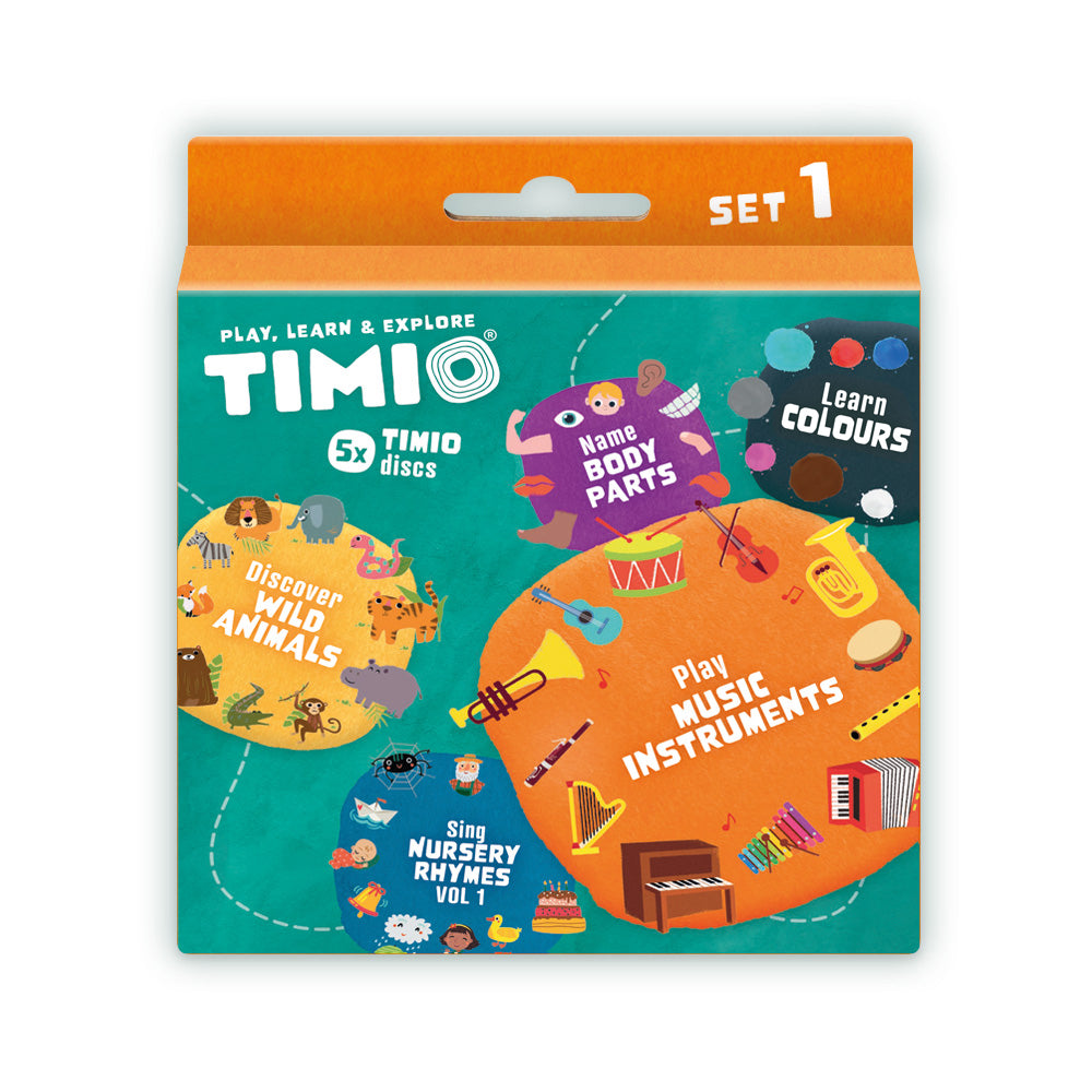 TIMIO Disc Set 1 - Wild Animals, Nursery Rhymes, Colours, Musical and Body Parts