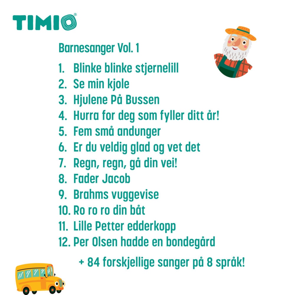 TIMIO Disc Set 1 - Wild Animals, Nursery Rhymes, Colours, Musical and Body Parts