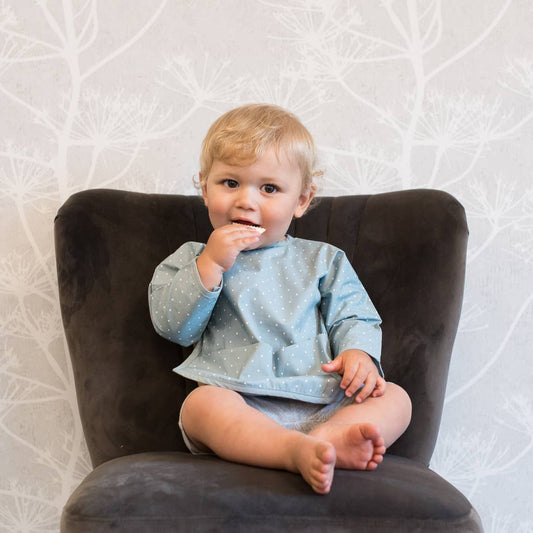 Summerville organic Ekologisk babyhaklapp med ärmar Sapphire Dotty