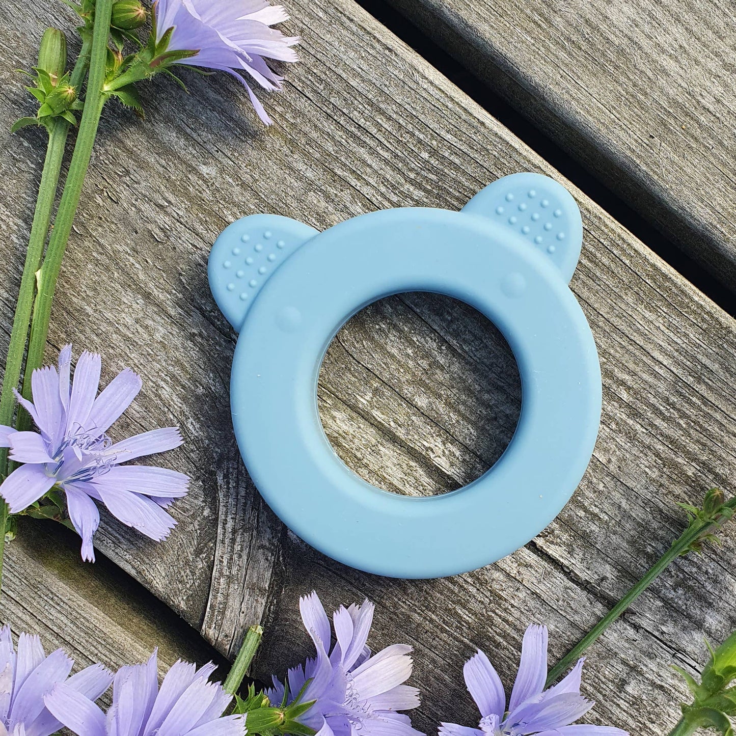 Summerville organic Silikon Baby Rattle Bear Stone Blue