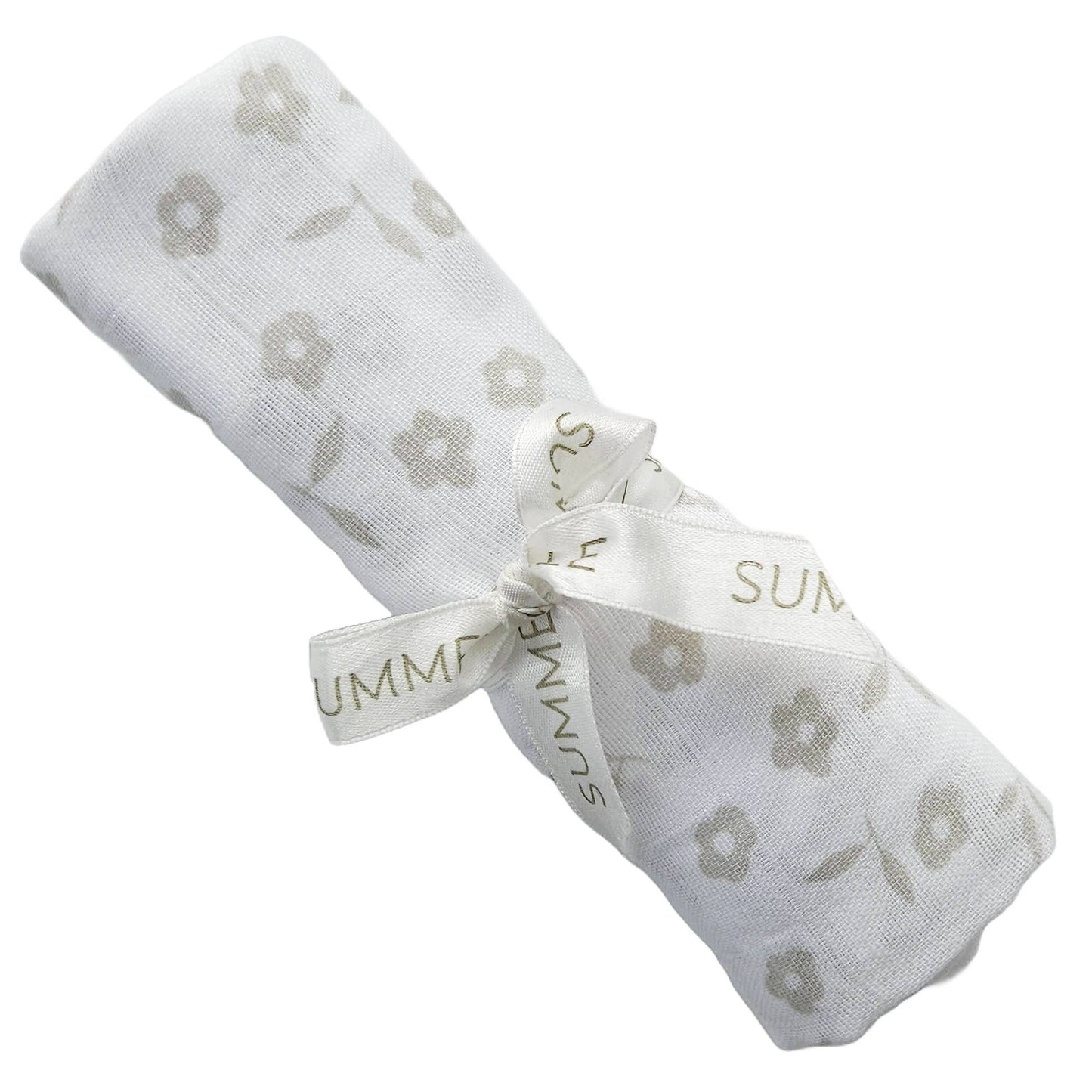 Babyfilt i muslin Petal Silver Grey GOTS