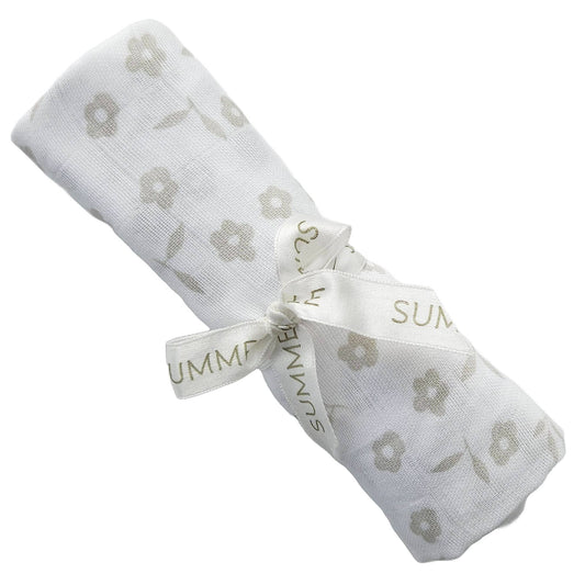 Babyfilt i muslin Petal Silver Grey GOTS