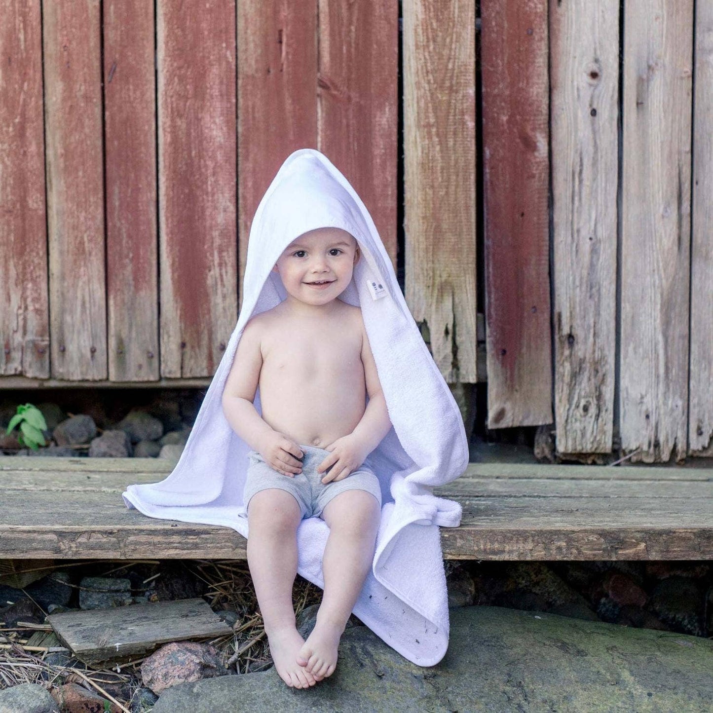 Summerville organic Ekologisk babyhandduk med huva vit
