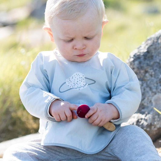 Summerville organic Ekologisk babyhaklapp med ärmar Grey Planet