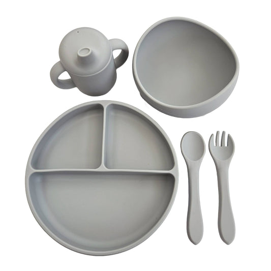 5 st Barnmatset Silikon Silvergrå