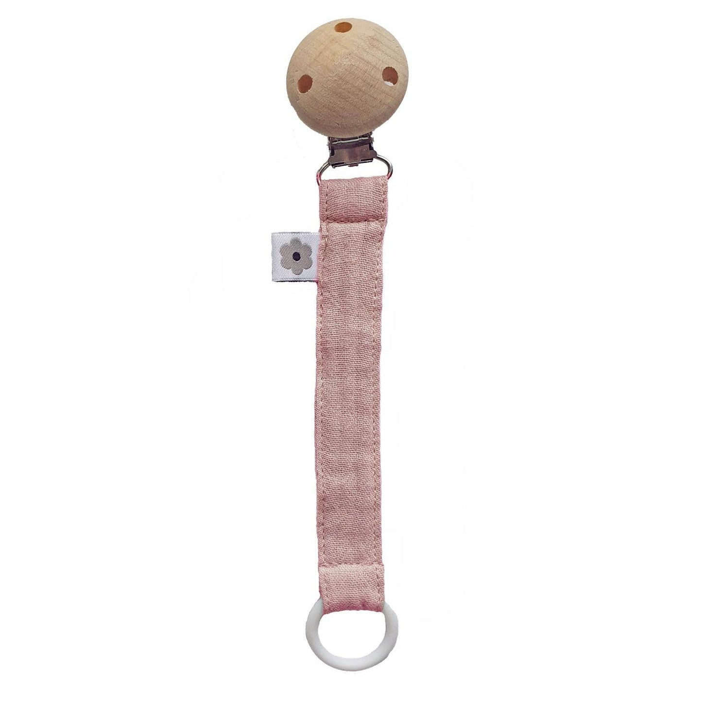 Ekologisk Nappklämma Muslin Pale Mauve