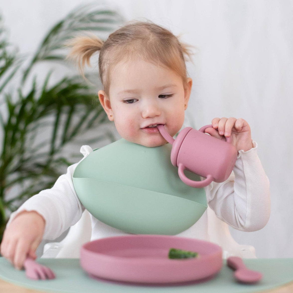 Summerville tallrik och sked silikon