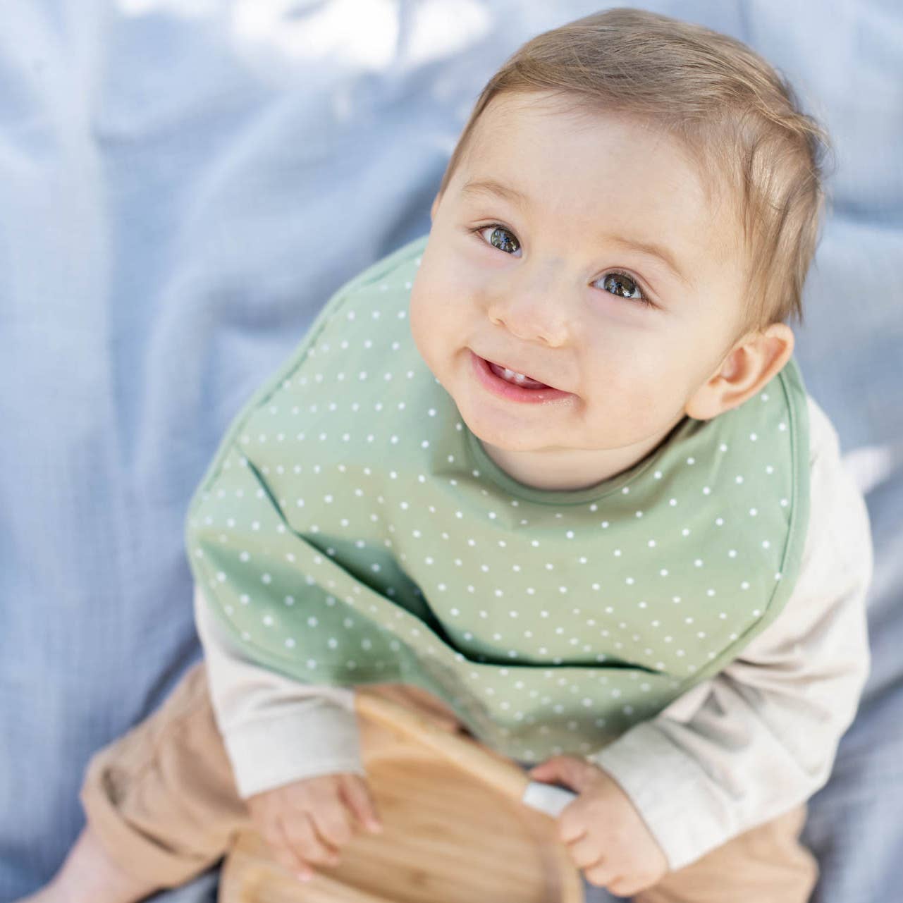 Summerville organic Ekologisk babyhaklapp Green Dotty