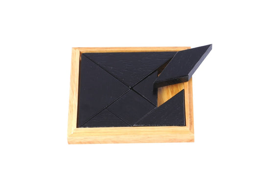 Tangram naturträ i låda