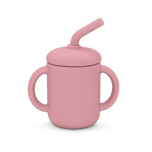 Summerville organic Silikonkopp med sugrör Dusty Rose
