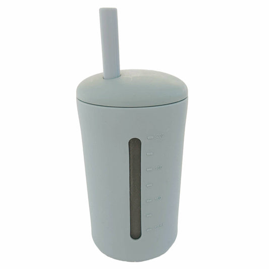 Summerville organic Mugg med sugrör silikon 200 ml silvergrå