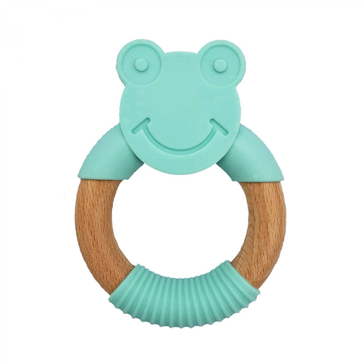 Summerville organic Silikonträ Baby Teether Groda Grön