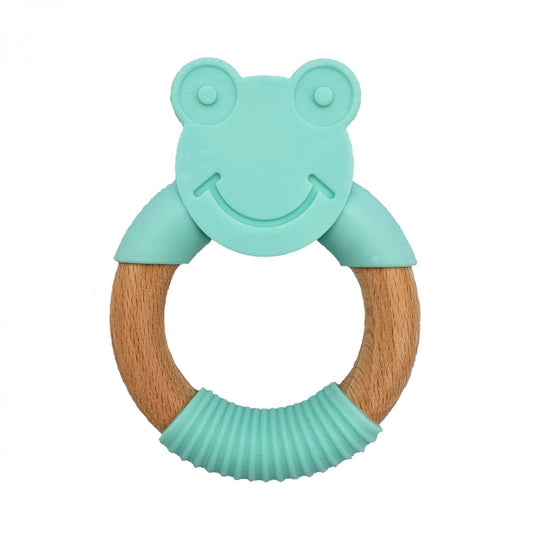 Summerville organic Silikonträ Baby Teether Groda Grön