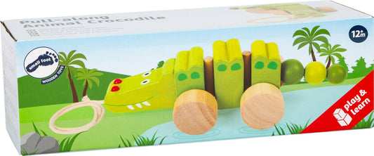 small foot small foot Crocodile Pull-On Toy | Dra och tryck leksak | Trä