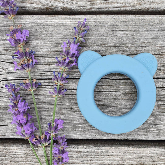 Summerville organic Silikon Baby Rattle Bear Stone Blue